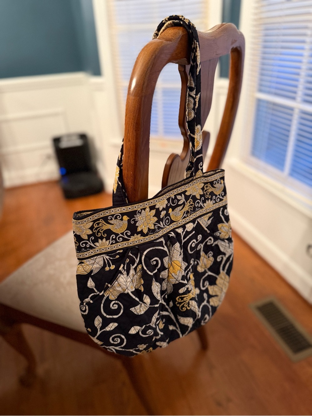 Vera Bradley Glenna Satchel Yellow Bird Quilted Cotton Shoulder Bag Retired